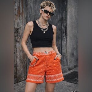 MM6 Maison Martin Margiela Women’s Orange Patterned Shorts Size 42 Made in Italy